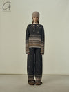 SWAYING 25 Early Spring V-neck snowflake jacquard pullover / straight pants SW-SW25PS1T13-HEI Black top SW25PS1T13 SW25PS3B11